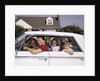 1960s Father And Mother With Son And Daughter Sitting In White Four Door Sedan Automobile by Anonymous