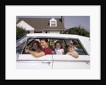 1960s Father And Mother With Son And Daughter Sitting In White Four Door Sedan Automobile by Anonymous