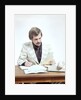 1970s Business Man At Desk Handling Paperwork Office Telephone by Anonymous
