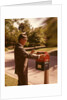 1960s Man Business Man Suit Hat Mailing Letter Mailbox Mail Drop Box Post Postal Suburban Street by Anonymous