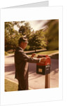 1960s Man Business Man Suit Hat Mailing Letter Mailbox Mail Drop Box Post Postal Suburban Street by Anonymous
