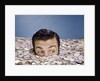 1960s Top Of Head And Eyes Of Man Looking Out From Pile Of Coins Studio Symbolic Currency by Anonymous