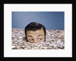 1960s Top Of Head And Eyes Of Man Looking Out From Pile Of Coins Studio Symbolic Currency by Anonymous