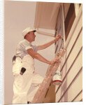 1950s 1960s Man House Painter Up Ladder Painting Window Shutter by Anonymous