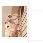 1950s 1960s Man House Painter Up Ladder Painting Window Shutter by Anonymous