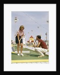 1950s 1960s Young Couple Man Woman Play Miniature Golf Summer Amusement by Anonymous