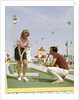1950s 1960s Young Couple Man Woman Play Miniature Golf Summer Amusement by Anonymous