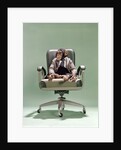 1970s Businessman Chimpanzee Sitting In Office Chair by Anonymous