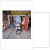 1970s Two Women Small Girl Walking Down Supermarket Grocery Store Aisle Woman Pushing Cart by Anonymous