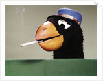 1970s Parrot Head Costume Hand Puppet With Smoking Cigarette In Its Beak by Anonymous