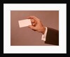 1960s 1970s Man Hand Holding Blank Business Card by Anonymous