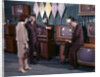 1960s Couple Man Woman Talking To Salesman In Color Television Set Sales Department by Anonymous