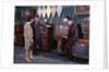 1960s Couple Man Woman Talking To Salesman In Color Television Set Sales Department by Anonymous