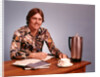 1970s Young Man Mustache Loud Print Shirt Desk Empty Coffee Cup Pot Family Budget by Anonymous