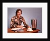 1970s Young Man Mustache Loud Print Shirt Desk Empty Coffee Cup Pot Family Budget by Anonymous