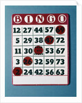 1960s Bingo Card With Red Markers In A Winning Game by Anonymous
