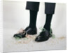 1960s Humor Story Close-Up Detail Of Man's Legs With Pants Too Short And Confetti On Shoes Man by Anonymous