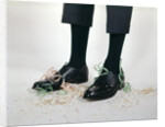 1960s Humor Story Close-Up Detail Of Man's Legs With Pants Too Short And Confetti On Shoes Man by Anonymous