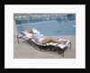 1960s Elegant Tall Woman In Bathing Suit Reclining On A Lounge Chair By Swimming Pool by Anonymous