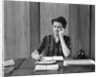 1940s Worried Woman Businesswoman Executive At Desk Thinking by Anonymous