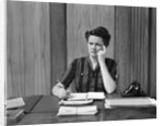 1940s Worried Woman Businesswoman Executive At Desk Thinking by Anonymous