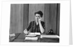 1940s Worried Woman Businesswoman Executive At Desk Thinking by Anonymous