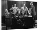 1930s Five Older Businessmen Meeting Around A Desk Listening To A Sixth Younger Man Speak by Anonymous
