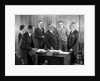 1930s Office Group Four Men One Woman Boss Smoking Cigar Talking Meeting Fifth Man by Anonymous
