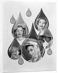 1950s 1960s Rain Motif Montage With Faces In Rain Gear Superimposed Inside Raindrops by Anonymous