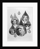 1950s 1960s Rain Motif Montage With Faces In Rain Gear Superimposed Inside Raindrops by Anonymous