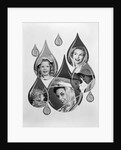 1950s 1960s Rain Motif Montage With Faces In Rain Gear Superimposed Inside Raindrops by Anonymous