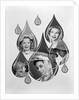 1950s 1960s Rain Motif Montage With Faces In Rain Gear Superimposed Inside Raindrops by Anonymous