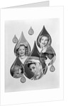 1950s 1960s Rain Motif Montage With Faces In Rain Gear Superimposed Inside Raindrops by Anonymous