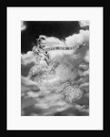 1930s Montage Baby Sitting On Top Of The World Earth Globe In Clouds Holding Happy New Year Banner by Anonymous