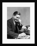 1930s Business Man On Telephone In Office Writing by Anonymous