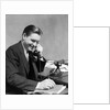 1930s Business Man On Telephone In Office Writing by Anonymous