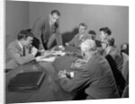 1950s Six Businessmen Executives Around A Conference Table Talking by Anonymous