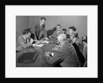 1950s Six Businessmen Executives Around A Conference Table Talking by Anonymous