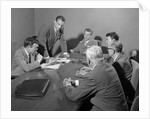 1950s Six Businessmen Executives Around A Conference Table Talking by Anonymous