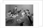 1950s Six Businessmen Executives Around A Conference Table Talking by Anonymous