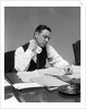 1930s Man At Desk In Office Wiping Neck With Handkerchief by Anonymous