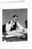 1930s Man At Desk In Office Wiping Neck With Handkerchief by Anonymous