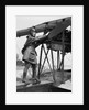 1920s Woman Aviator Turning Float Biplane Propeller by Anonymous