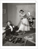 1950s 1960s Teen Couple Dressed for Prom, Girl Dancing To Music From A Record Player by Anonymous