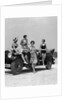 1920s 1930s Four Women In Dresses And Bathing Suits Gathered Around Convertible Touring Car At Seashore by Anonymous