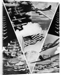 World War II Victory In The Air Montage In Shape Of V American Flag In Center by Anonymous
