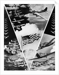 World War II Victory In The Air Montage In Shape Of V American Flag In Center by Anonymous
