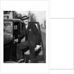 1930s Man In Suit And Hat Holding Gloves Stepping Into Automobile Driver Seat by Anonymous