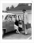 1950s Man Opening Automobile Door For Woman by Anonymous