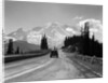 1930s Sedan Automobile Driving High Mountain Road Towards Snow Capped Mount Rainier Washington State Usa by Anonymous